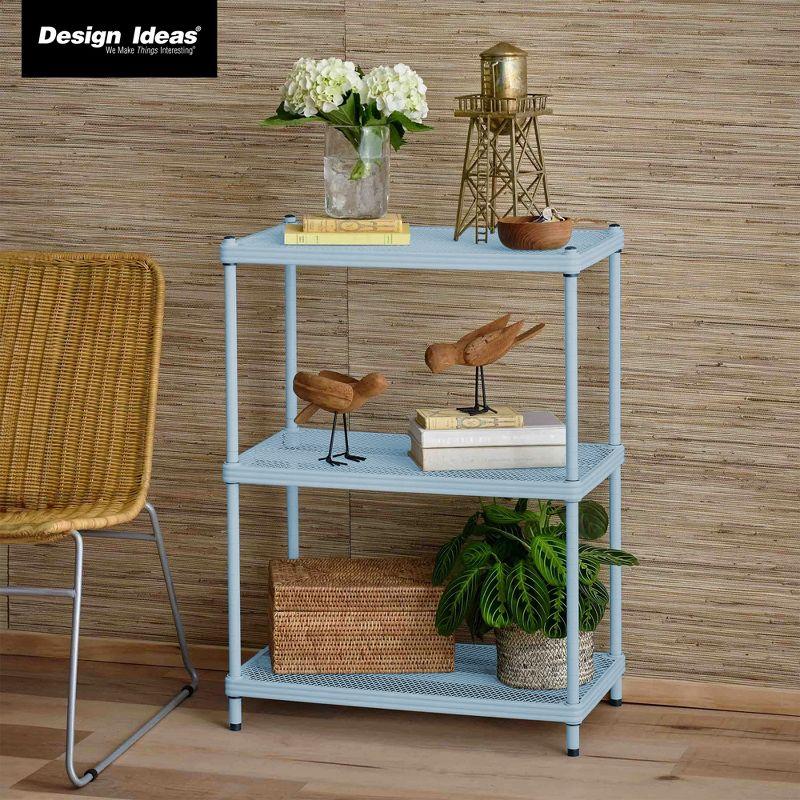 Design Ideas MeshWorks 3 Tier Full-Size Metal Storage Shelving Unit Rack for Kitchen, Office, and Garage Organization, 23.6” x 13.8” x 31.5,” Blue