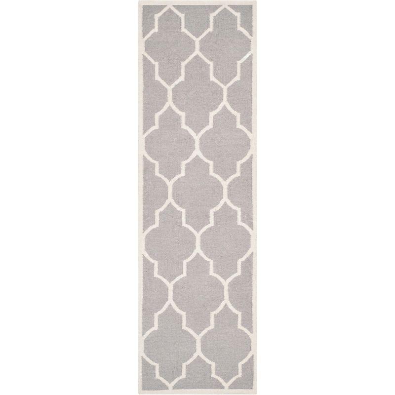 Dhurries DHU632 Hand Woven Runner Rug - Dark Grey/Ivory - 2'6"x10' - Safavieh.