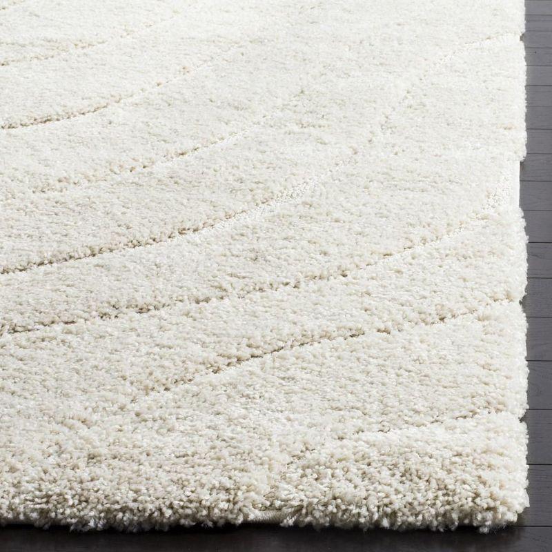 Off-White Tufted Handmade Shag Area Rug