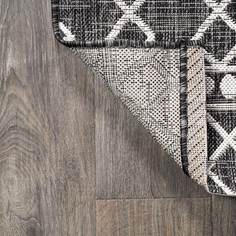 3'x5' Kafel Modern Bohemian Indoor/Outdoor Area Rug, Black/Ivory - JONATHAN Y