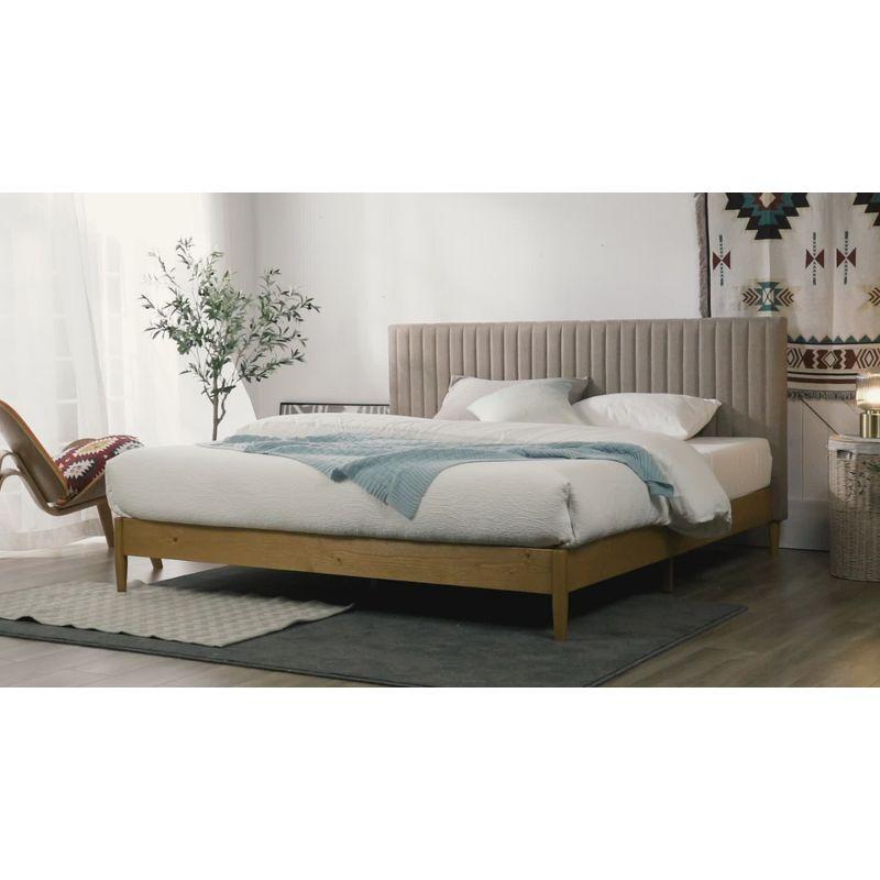 Zinus King Amelia Wood Platform Bed Frame with Upholstered Headboard Brown: Contemporary Style, No Box Spring Needed, Steel Frame & Foam Fill