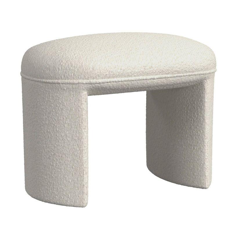 Cream Boucle Upholstered Rectangular Ottoman Foot Rest