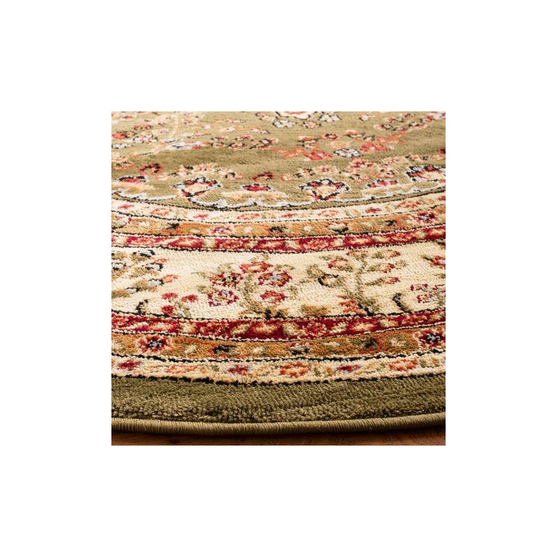 Lyndhurst Sarouk LNH331 Power Loomed Area Rug - Sage/Ivory - 5'3" Round - Safavieh