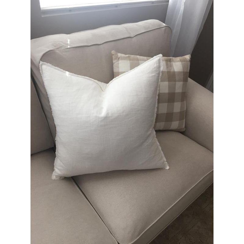 20"x20" Oversize Fringed Linen Throw Pillow with Duck Feather Fill, Zipper Closure - Saro Lifestyle