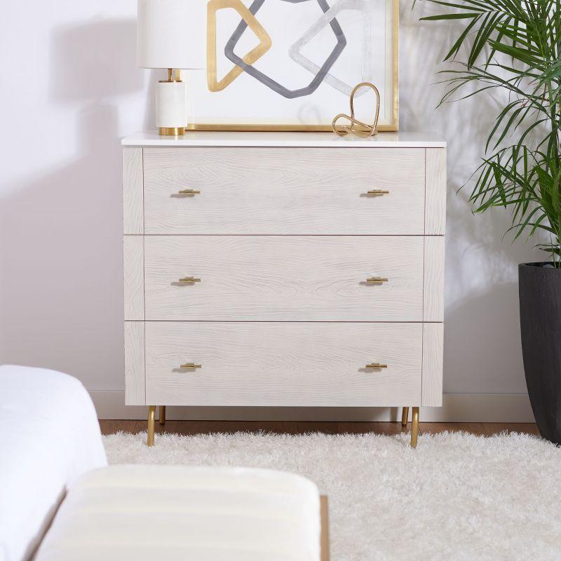 Genevieve 3 Drawer Dresser - White/White Washed - Safavieh