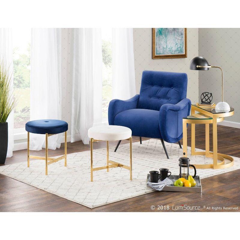 Modern Blue Velvet Rafael Accent Chair with Metal Legs