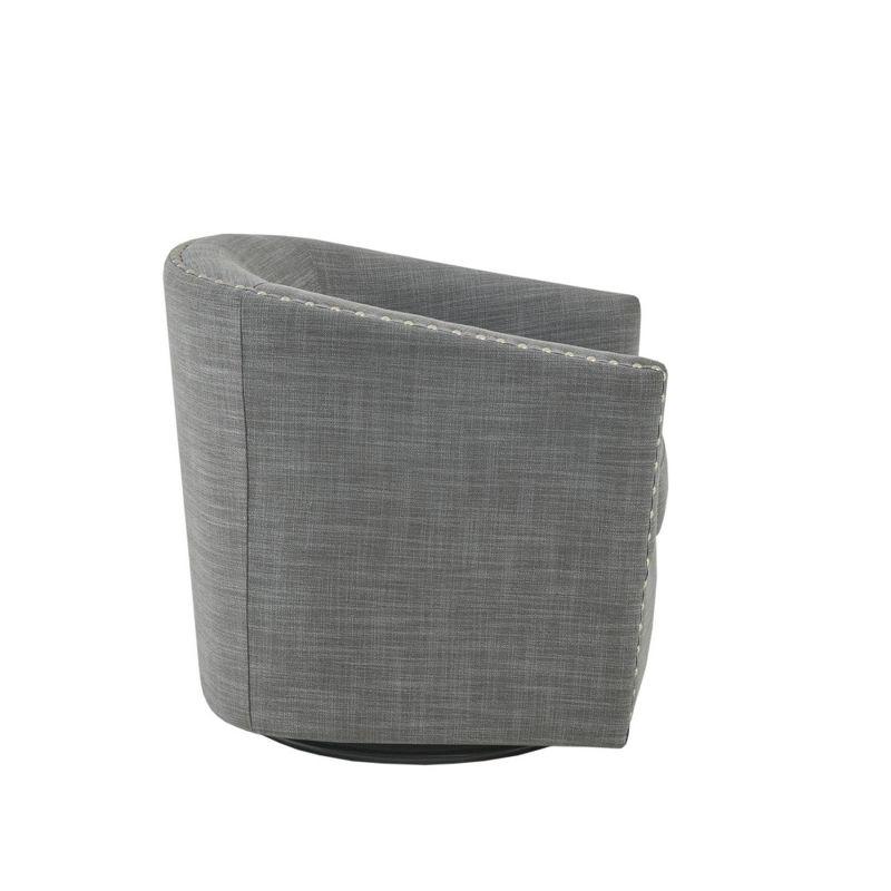 Sheldon Swivel Chair Gray - Madison Park: Elegant Upholstered Lounge, Nailhead Trim, 360° Rotation