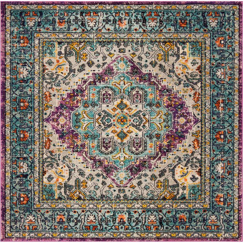 Monaco MNC251 Power Loomed Area Rug - Violet/Light Blue - 6'7"x6'7" - Safavieh.