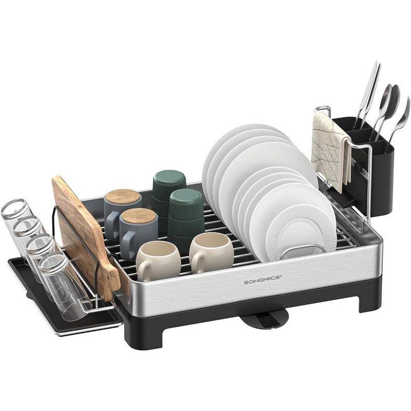 SONGMICS Stainless Steel Dish Drying Rack with Utensil Cup