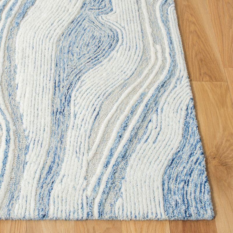 Art Deco Inspired Hand-Tufted Wool Area Rug in Vivid Blue