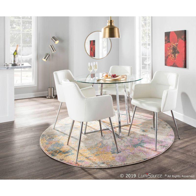 40" Cosmo Round Dining Table Chrome/Clear Glass - LumiSource: Contemporary Style, 4-Seater, Steel Pedestal Base