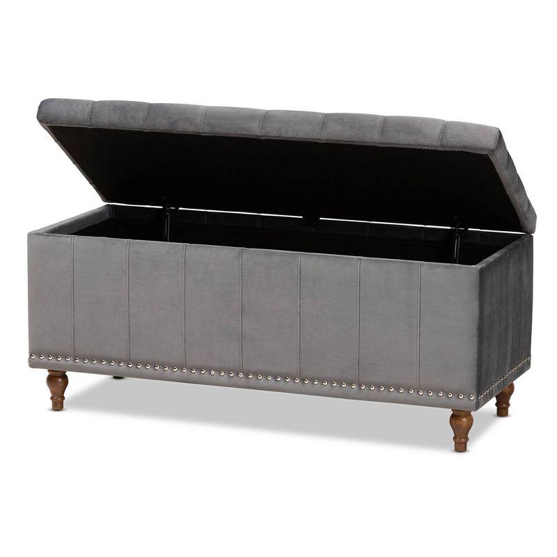 Kaylee Velvet Upholstered Button Tufted Ottoman Bench with Interior Storage - Baxton Studio