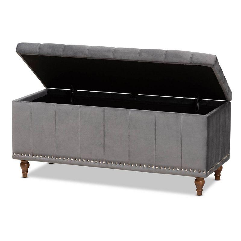 Kaylee Velvet Upholstered Button Tufted Storage Ottoman Bench - Baxton Studio