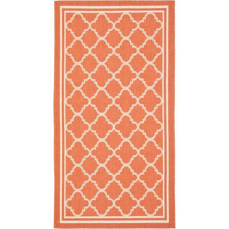 Terracotta and Bone Geometric Outdoor Area Rug