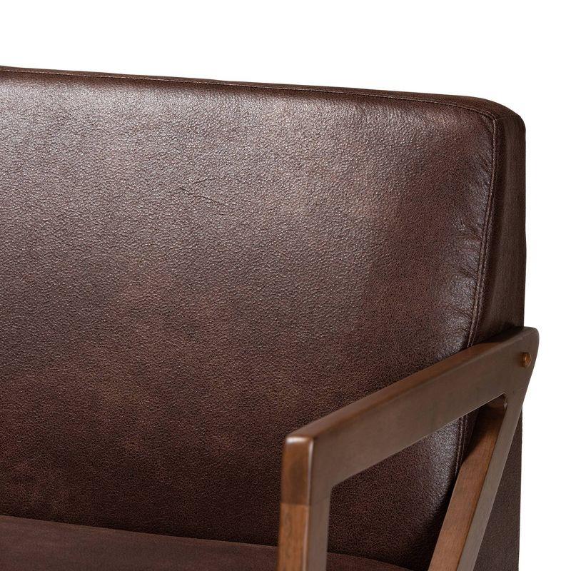 Christa Faux Leather Upholstered Wood Sofa: Mid-Century Modern, Retro Lounge - Baxton Studio