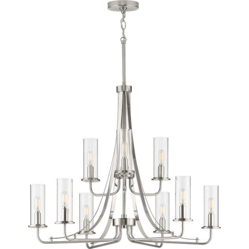 Progress Lighting Riley Collection 9-Light Chandelier, Brushed Nickel, Clear Glass Shades