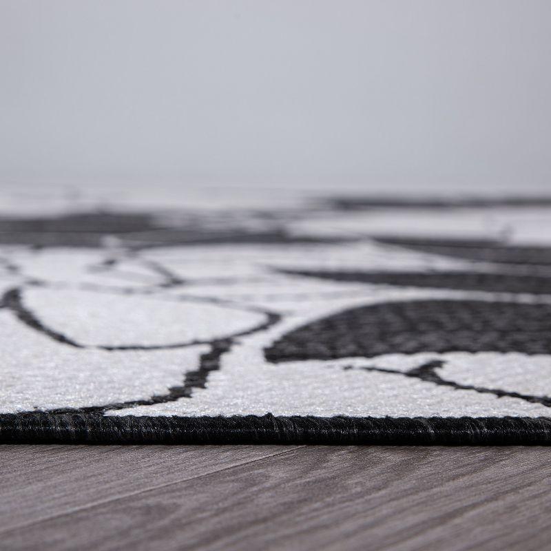 World Rug Gallery Modern Floral Flowers Textured Flat Weave Indoor/Outdoor Area Rug - BLACK 5' X 7'