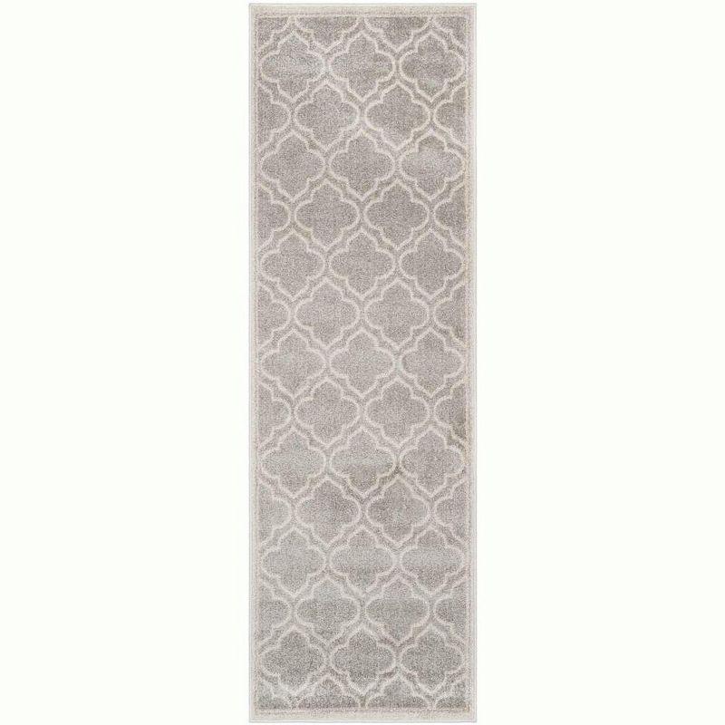 Elysian Grey and Light Grey Hand-knotted Geometric Runner Rug - 2'3" x 13'