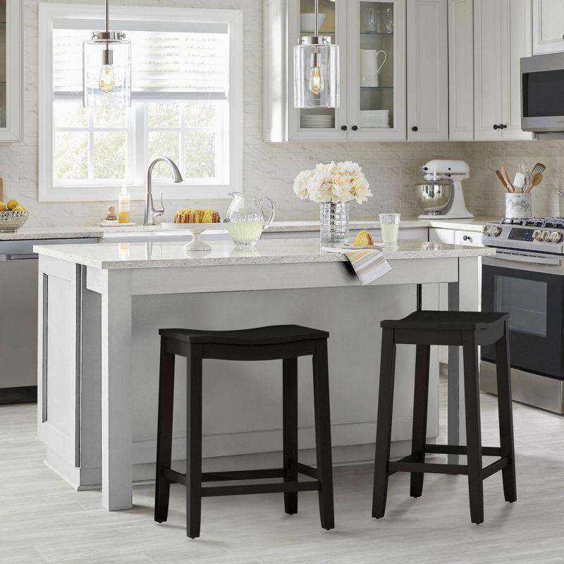 24" Fiddler Wood Backless Counter Height Barstool Black - Hillsdale Furniture: Saddle Seat, Flared Legs