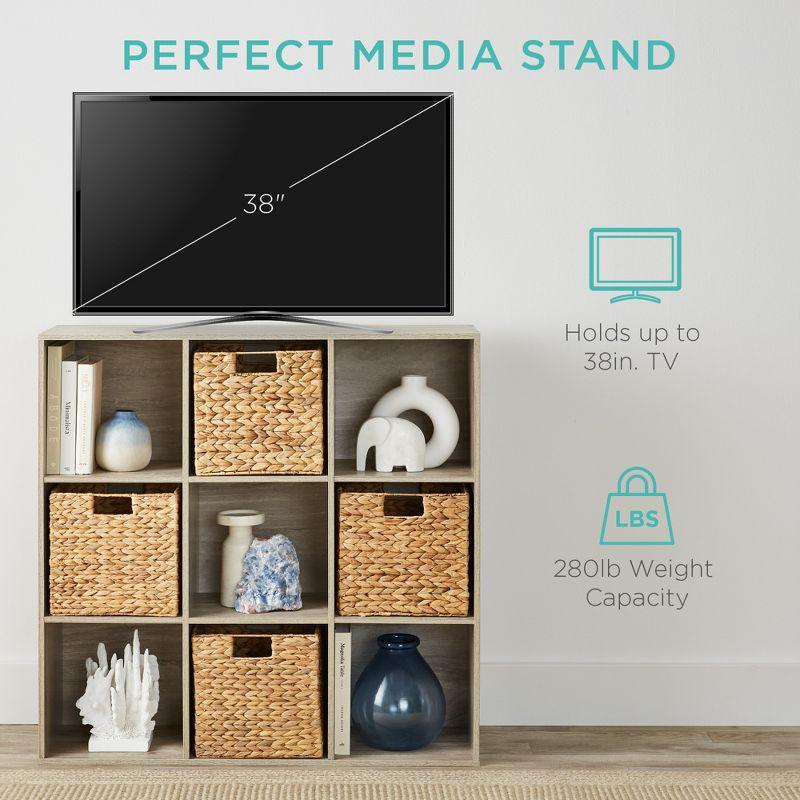 Best Choice Products 9-Cube Bookshelf, 13.5in Display Storage System, Organizer w/ Removable Back Panels - Greige