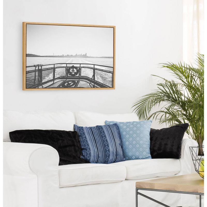 DesignOvation 23" x 33" Sylvie Morning Ferry Framed Canvas by Patricia Hasz Natural : Modern Style, Plastic Frame, Nautical Screen Print