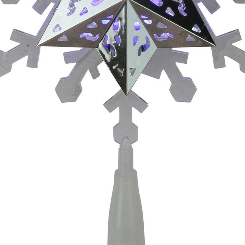 Kurt S. Adler LED Lighted Rotating Snowflake Christmas Tree Topper - 9.25" - White and Blue - Clear Lights