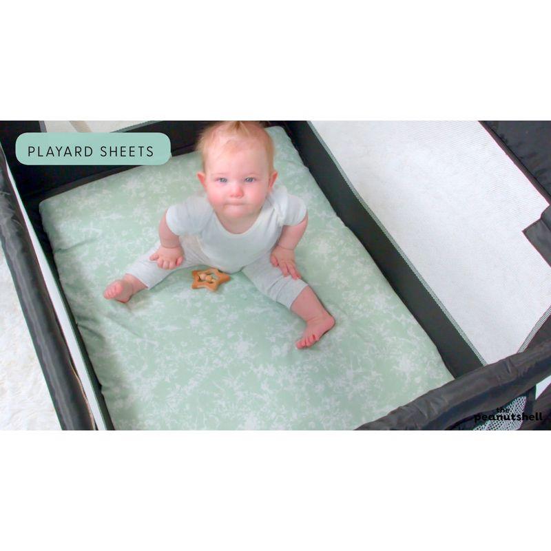 The Peanutshell Mini Crib Sheet Set - 3 Pack - Multiuse for Pack & Play, Playard, Playpen, Mini Crib - Green Safari Animals