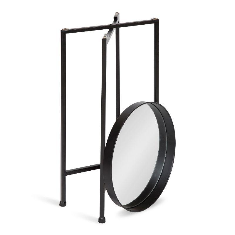 Kate and Laurel Celia Round Metal Tea Table, 14x14x25.75, Black and Mirror