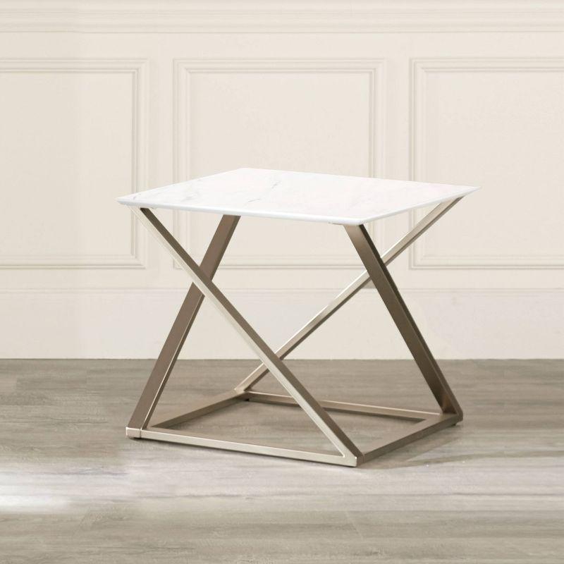 Zurich Square End Table White/Chrome - Steve Silver Co.