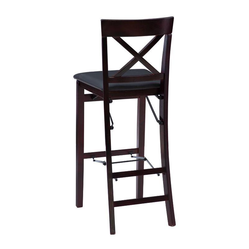 Merlot Wood and Dark Brown Faux Leather 30" Folding Barstool