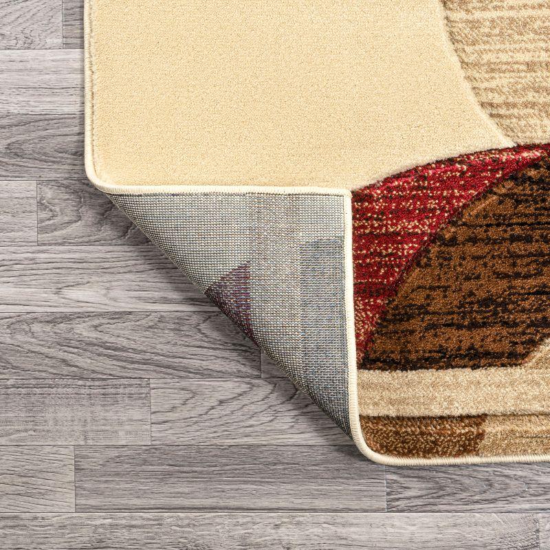 Tamara Retro Red and Beige Geometric Area Rug