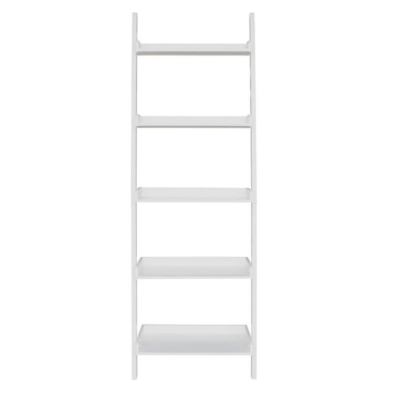 75.5" 5 Tier Solid Wood Leaning Bookshelf White - International Concepts