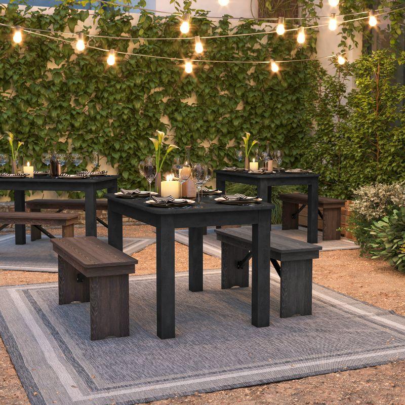 Flash Furniture HERCULES 46" x 30" Rectangular Black Wash Solid Pine Farm Dining Table
