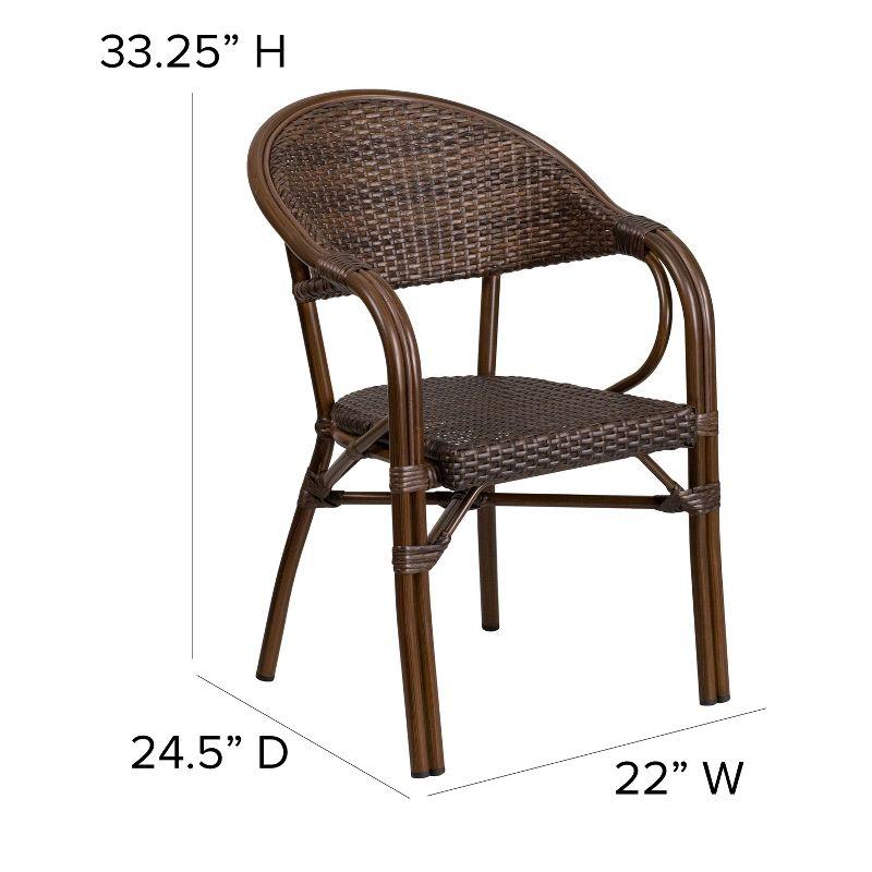 Cocoa Brown Wicker and Aluminum Patio Dining Chair