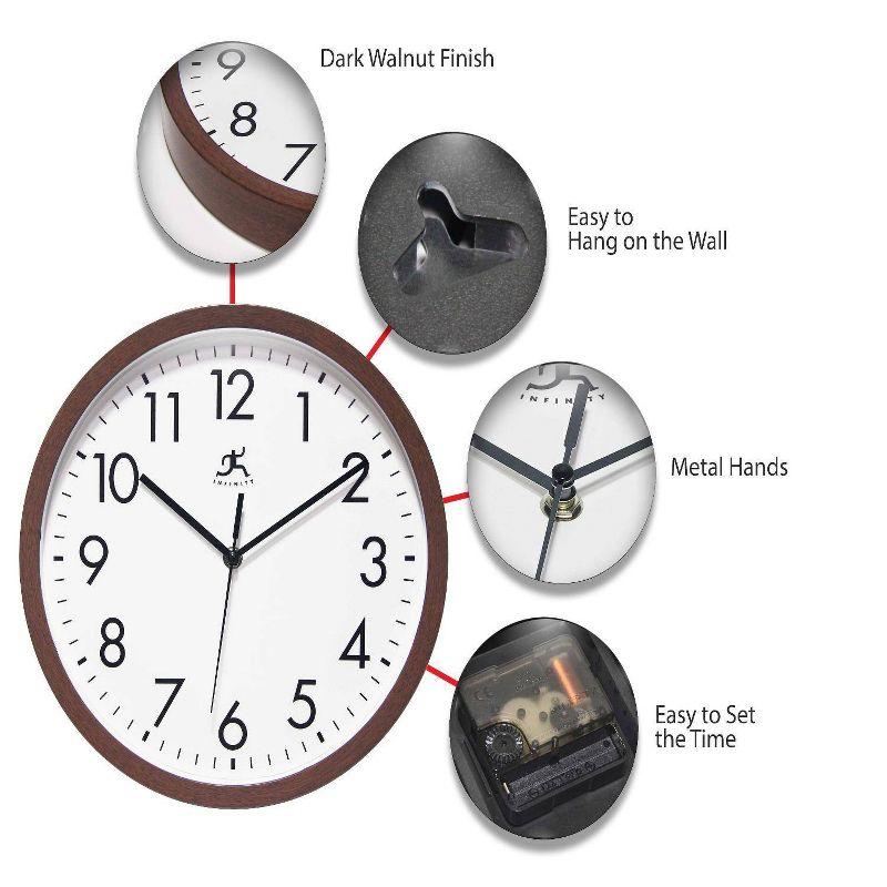 Anupam Round Plastic Wall Clock - Walnut