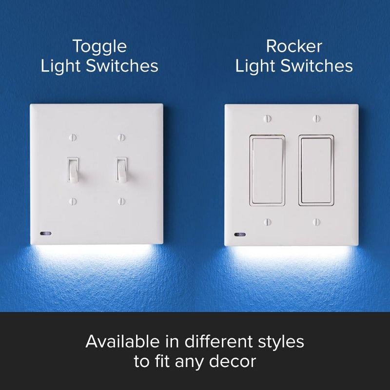 Beige Double-Gang Toggle Switch Plate with LED Night Light