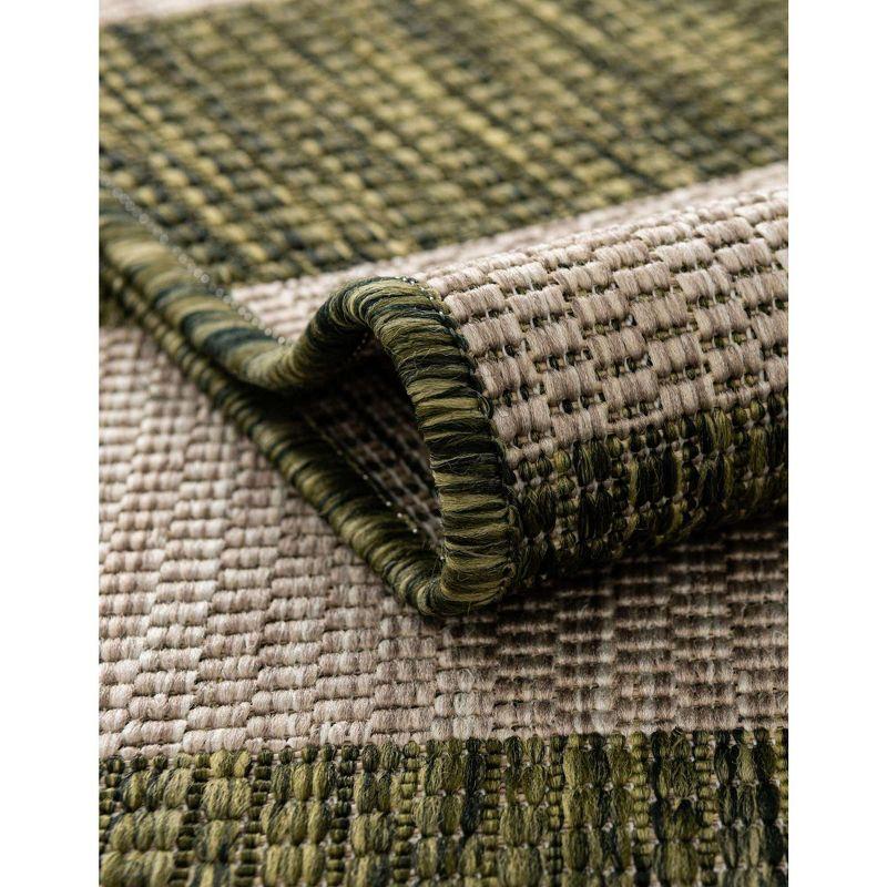 Green Stripe Easy-Care Synthetic Outdoor Area Rug 9' x 12'