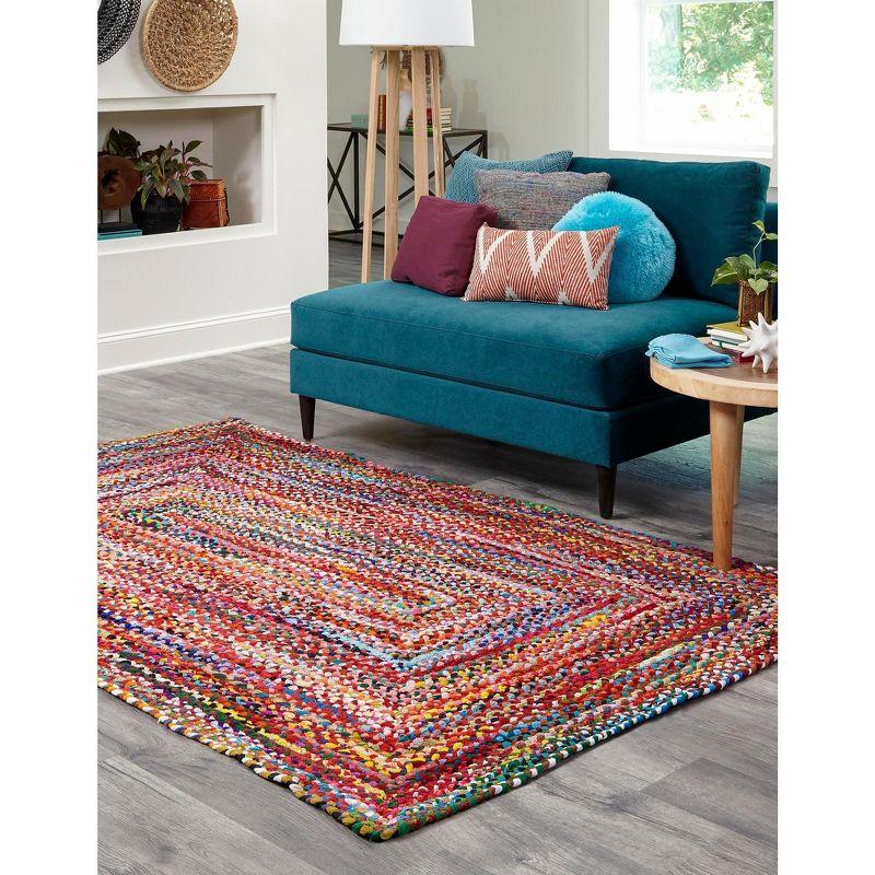 Unique Loom Braided Chindi Collection Area Rug - Layer (8'  x 11' Rectangle Multi/Blue)