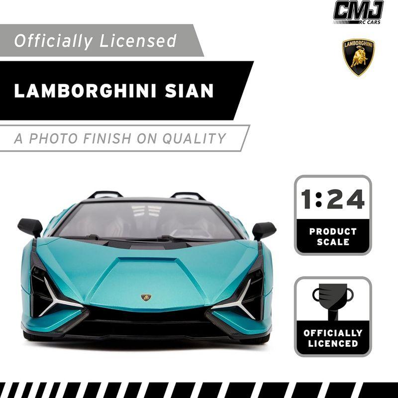 CMJ RC Cars: Lamborghini Sián FKP 37 - Blue - 1:24 Scale, 2.4GHz, LED Headlights