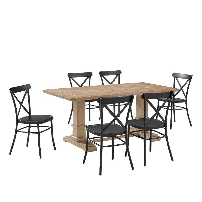 7pc Joanna Dining Set with 4 Camille Chairs Matte Black - Crosley