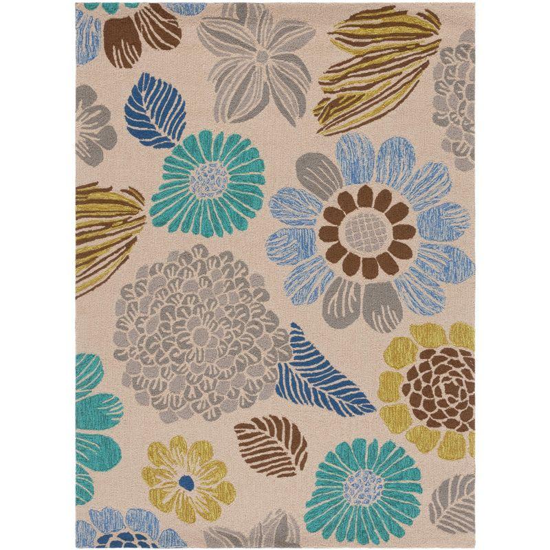 Gray Floral Handmade Rectangular 4' x 6' Synthetic Rug