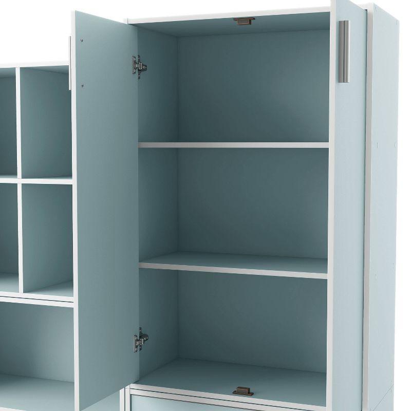 24/7 Shop At Home 35.27" Silkpath Modern 3 Tier Doors Stackable and Modular Bookcase Light Blue