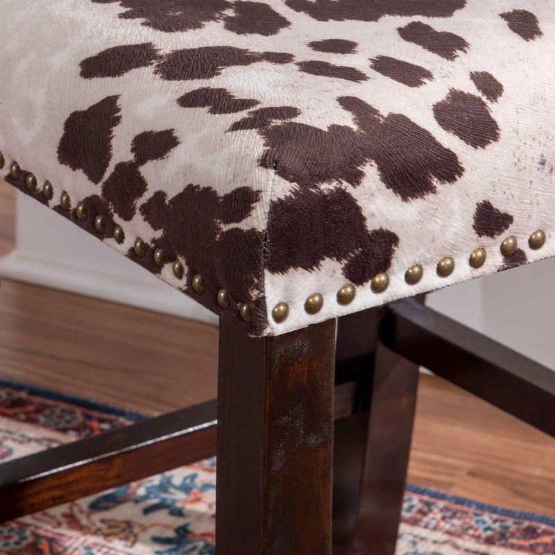 Linon 24" Corey Microfiber Upholstery Counter Height Barstool Cow print : Farmhouse Style, Wood Frame, Footrest