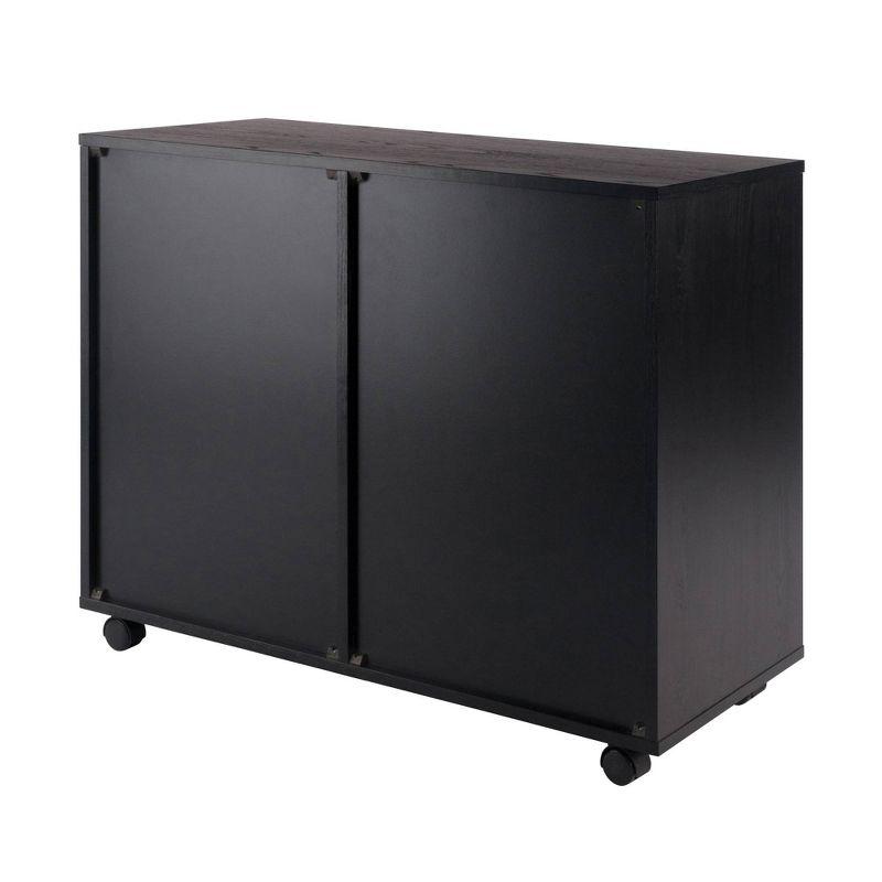 Contemporary Black Composite Wood Mobile Storage Cabinet with 4 Drawers