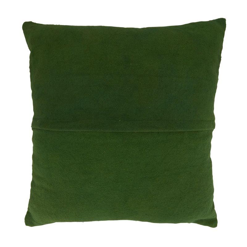 Green Tufted Pom Pom Cotton Square Throw Pillow