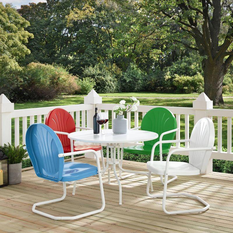 Griffith 5pc Outdoor Dining Set - Sky Blue - Crosley: Steel Frame, UV-Resistant, 4 Arm Chairs & Table