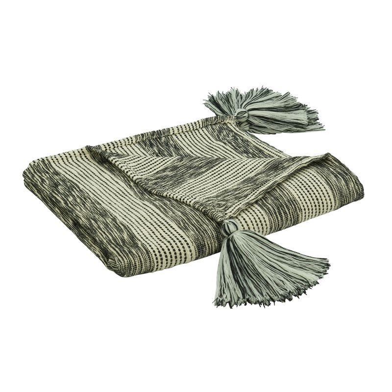 Saro Lifestyle Saro Lifestyle Cotton Throw Blanket With Striped Design, Black/White, 50"x60"