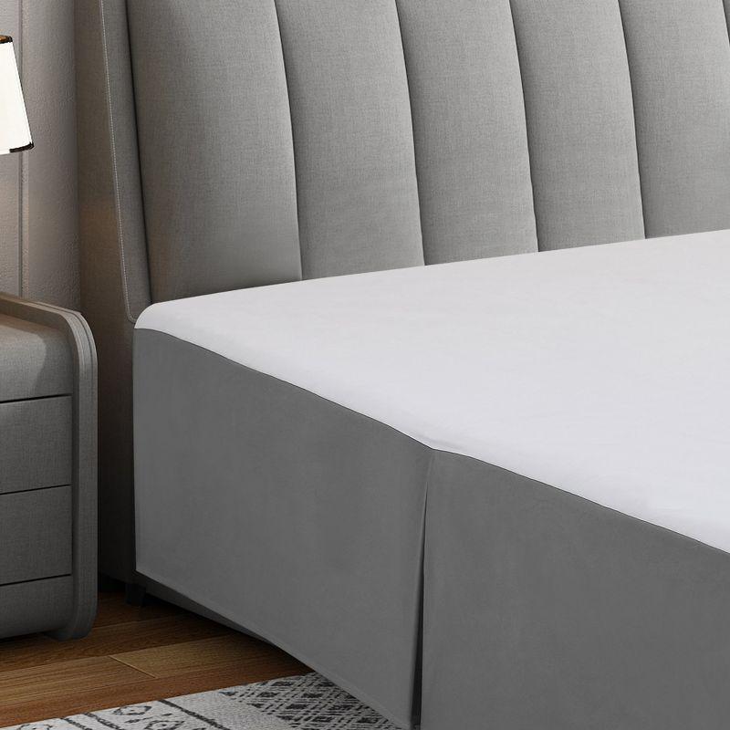 Swift Home | Basics Pleated Microfiber Bed Skirt 14-inch Drop Gray Queen
