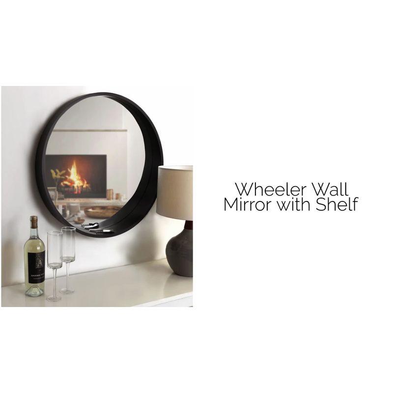 24" Wheeler Round Wall Mirror with Shelf, Modern Decor - Kate & Laurel All Things Decor