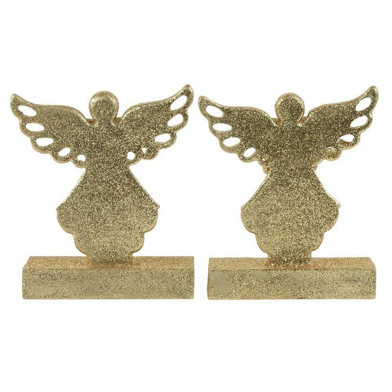 Northlight Angel Glittered Christmas Stocking Holders - 5.5" - Gold - Set of 2